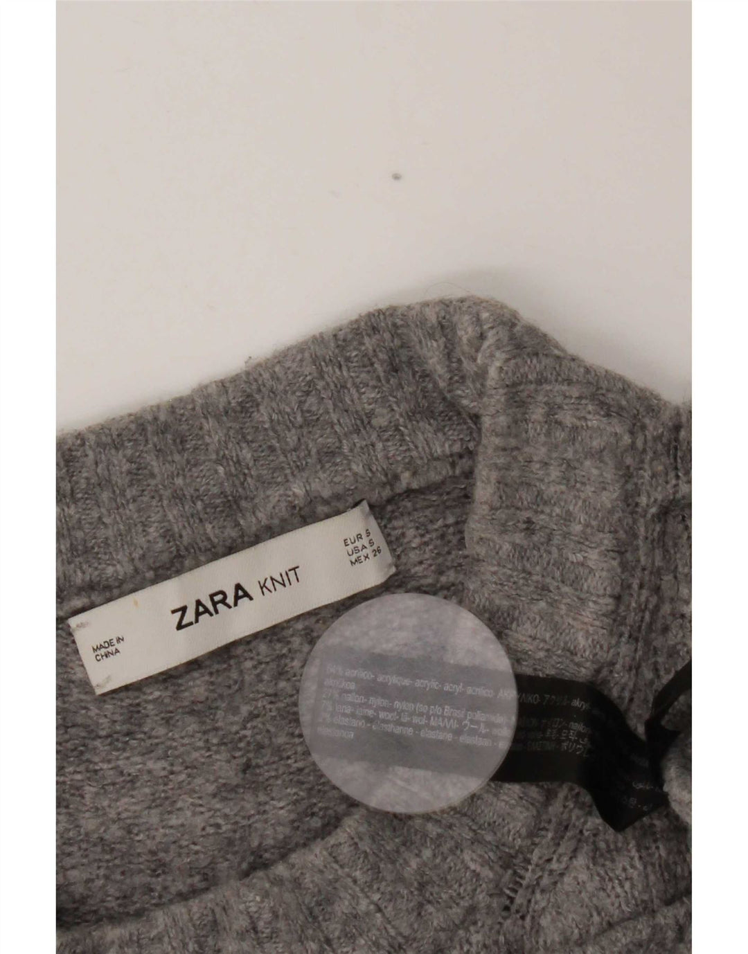 Zara Suéter feminino oversized com gola de tartaruga Reino Unido 10 pequeno cinza manchado