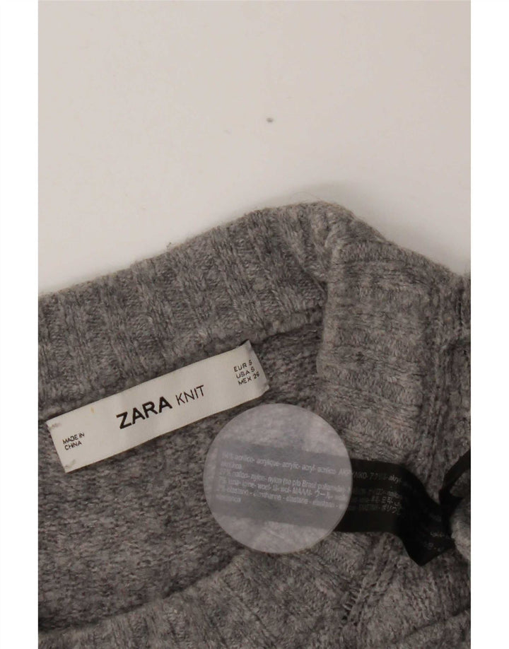 Zara Suéter feminino oversized com gola de tartaruga Reino Unido 10 pequeno cinza manchado