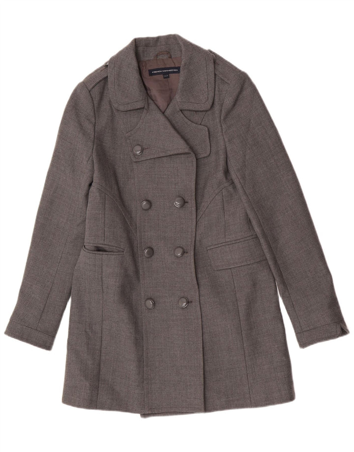 Casaco feminino militar com peito duplo French Connection UK 12 cinza médio