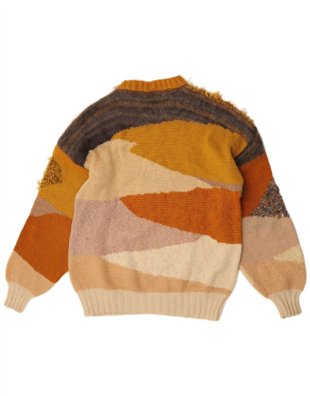 Suéter feminino vintage com gola redonda Reino Unido 16 grande multicolorido