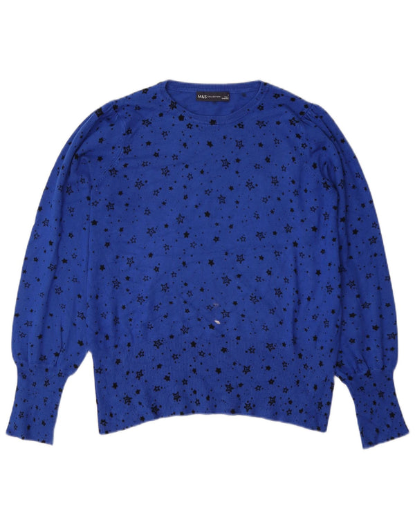 Suéter feminino Marks & Spencer com gola canoa Reino Unido 14 azul médio