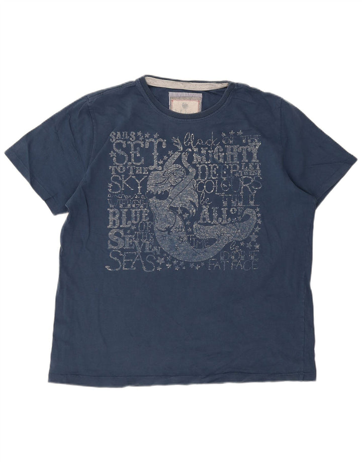 Camiseta gráfica masculina Fat Face Top XL algodão azul