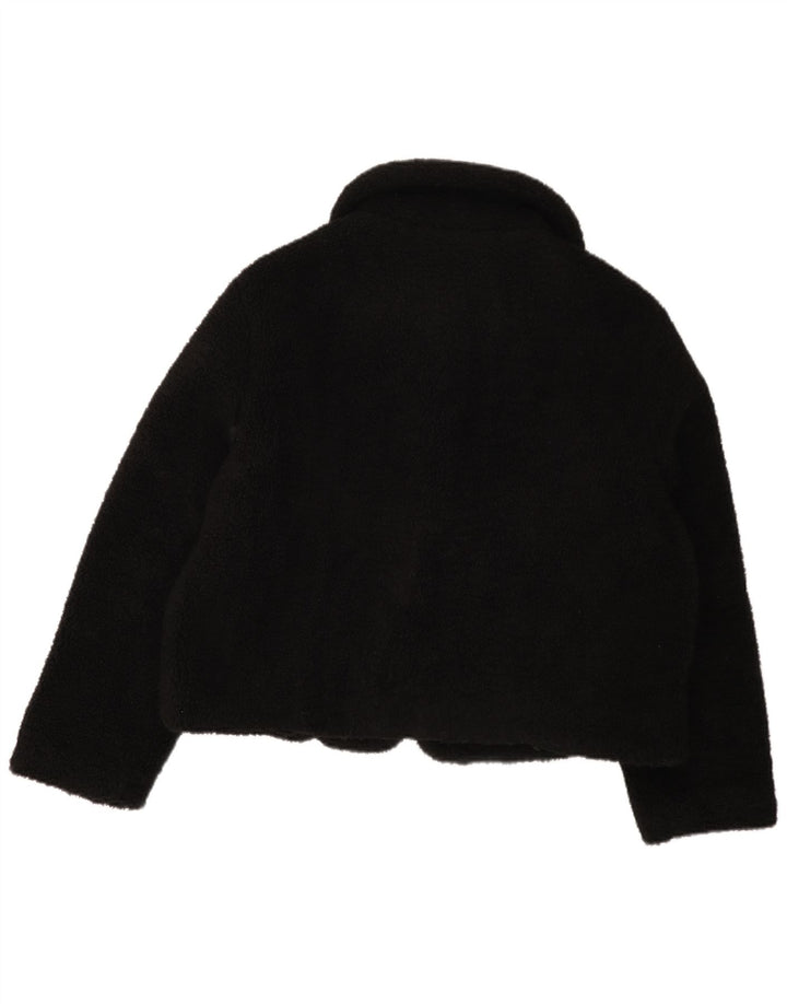 Jaqueta de lã feminina Zara UK 16 grande poliéster preto