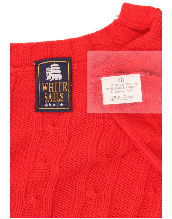 Suéter masculino WHITE SAILS com decote em V XL de algodão vermelho