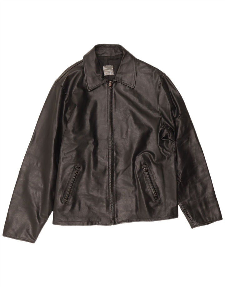 Jaqueta de couro masculina Mays IT 46 pequena couro preto