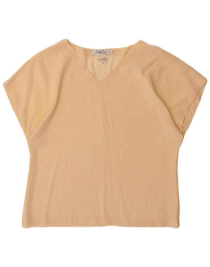 Camiseta feminina MAX MARA UK 14 grande seda bege