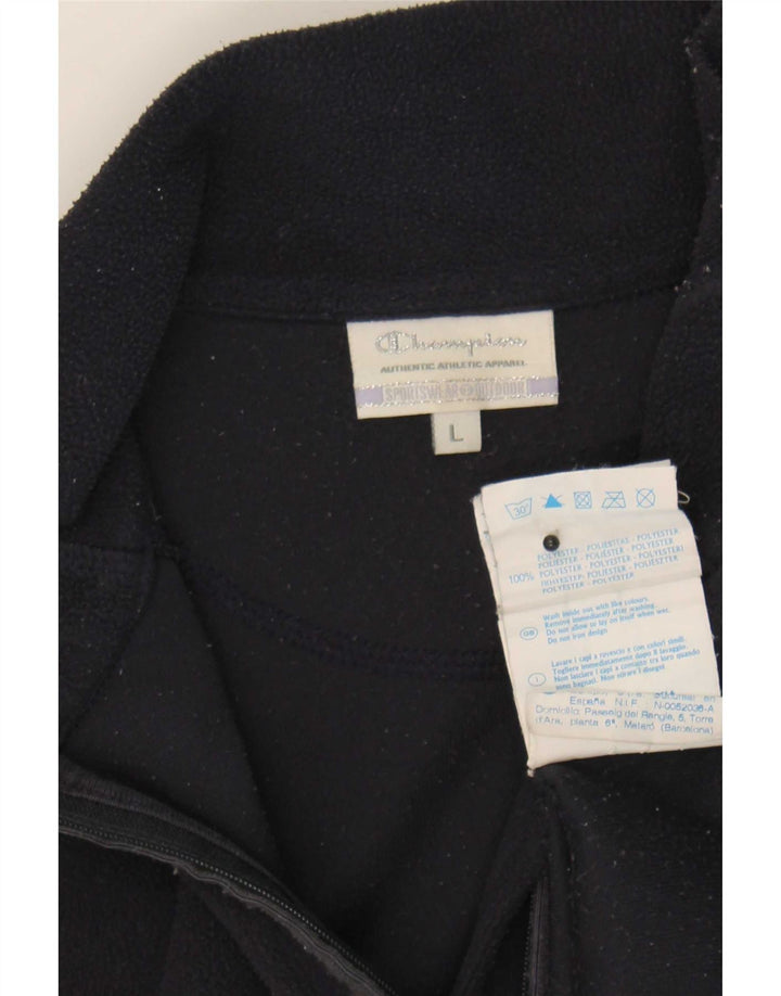 Jumper de lã feminino Champion com zíper e gola UK 16 grande poliéster azul marinho