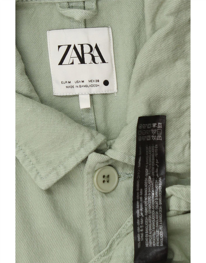 Jaqueta utilitária masculina Zara UK 38 algodão verde médio