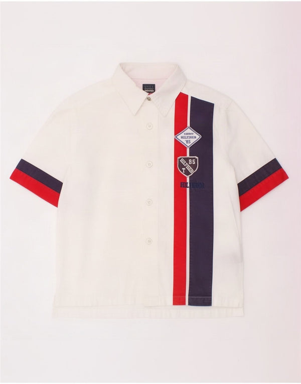 Camisa gráfica masculina Tommy Hilfiger 5-6 anos grande bloco colorido branco