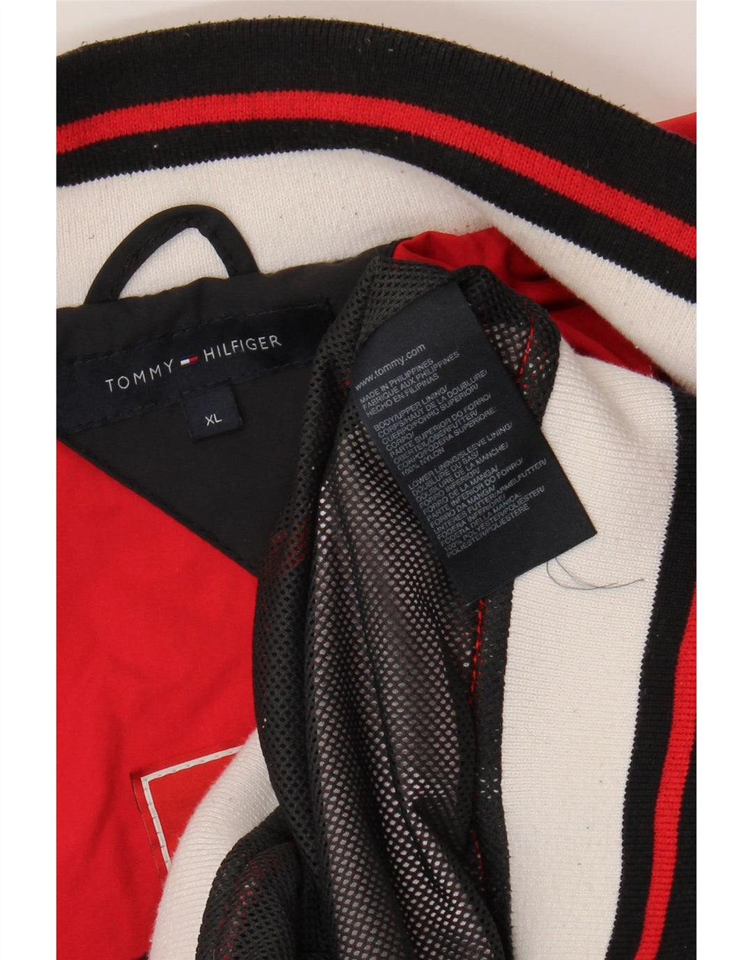 Jaqueta bomber masculina Tommy Hilfiger Reino Unido 42 XL vermelho colorblock nylon