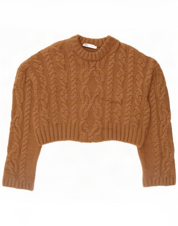 Zara Suéter feminino superdimensionado com gola canoa UK 14 Marrom médio