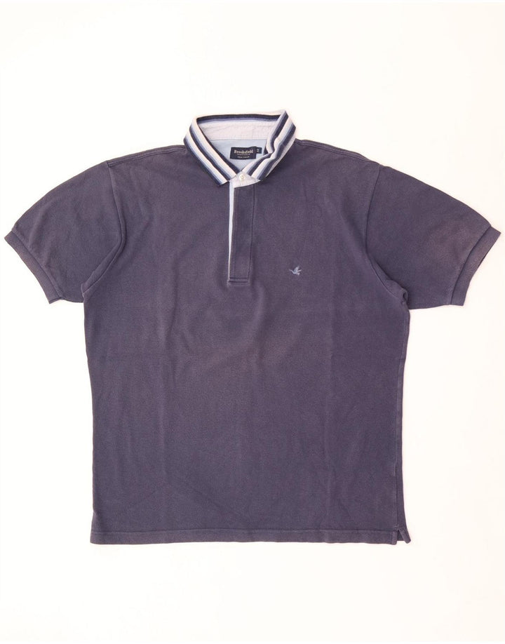 Camisa polo masculina Brooksfield IT 52 grande algodão azul marinho