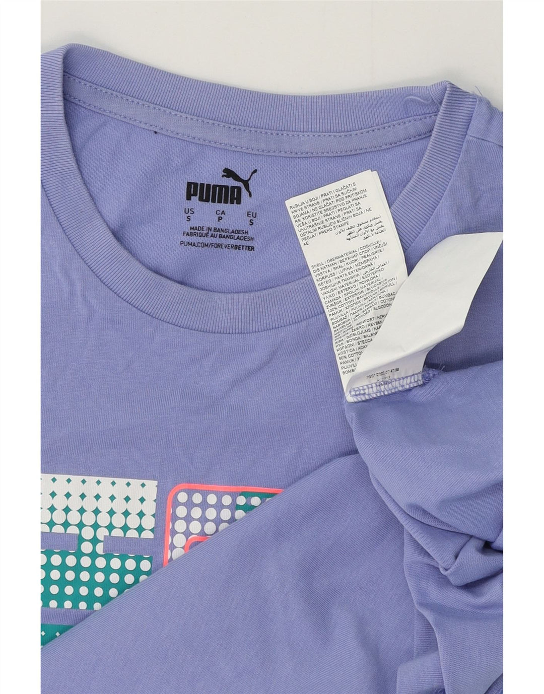 Puma Mens Graphic T-Shirt Top Pequeno Algodão Roxo