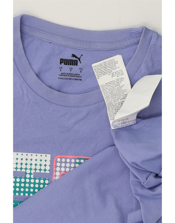 Puma Mens Graphic T-Shirt Top Pequeno Algodão Roxo