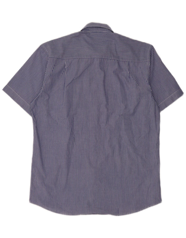Camisa masculina Pierre Cardin de manga curta com ajuste regular listrado azul médio