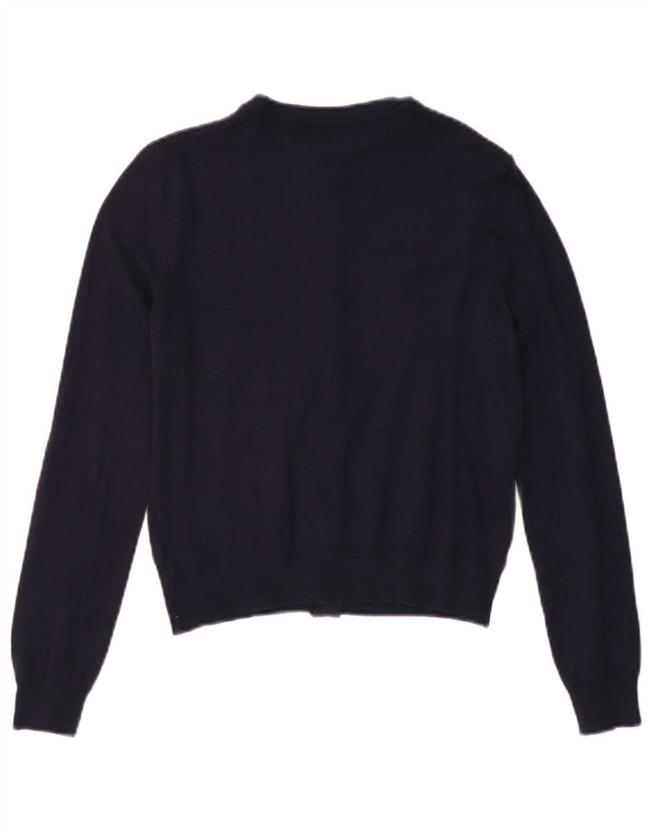 Suéter cardigã feminino Marks & Spencer UK 8 pequeno azul marinho viscose
