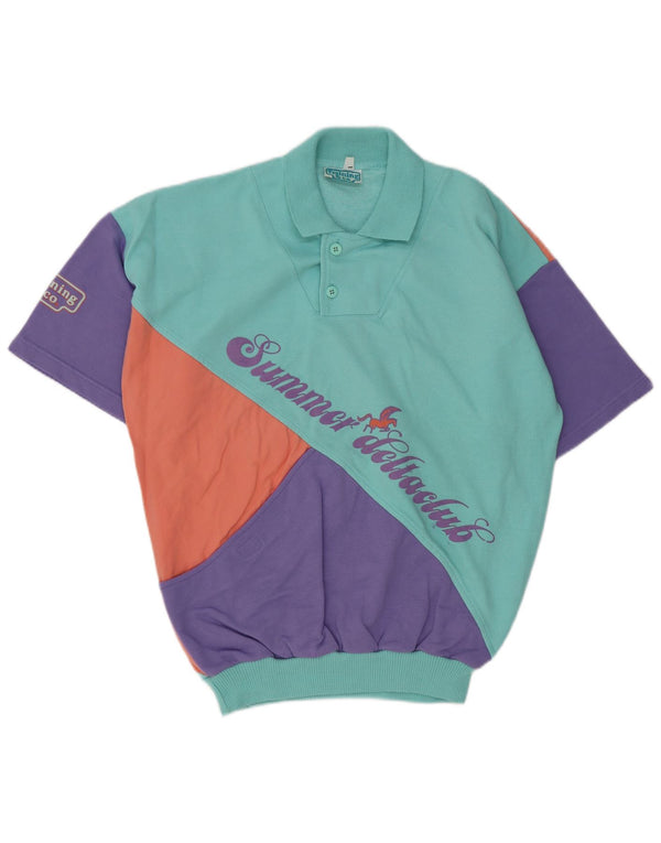 Moletom gráfico masculino vintage Jumper grande bloco colorido multicolorido