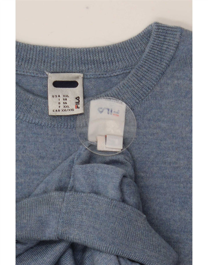 Suéter masculino Fila com gola redonda 2XL lã azul