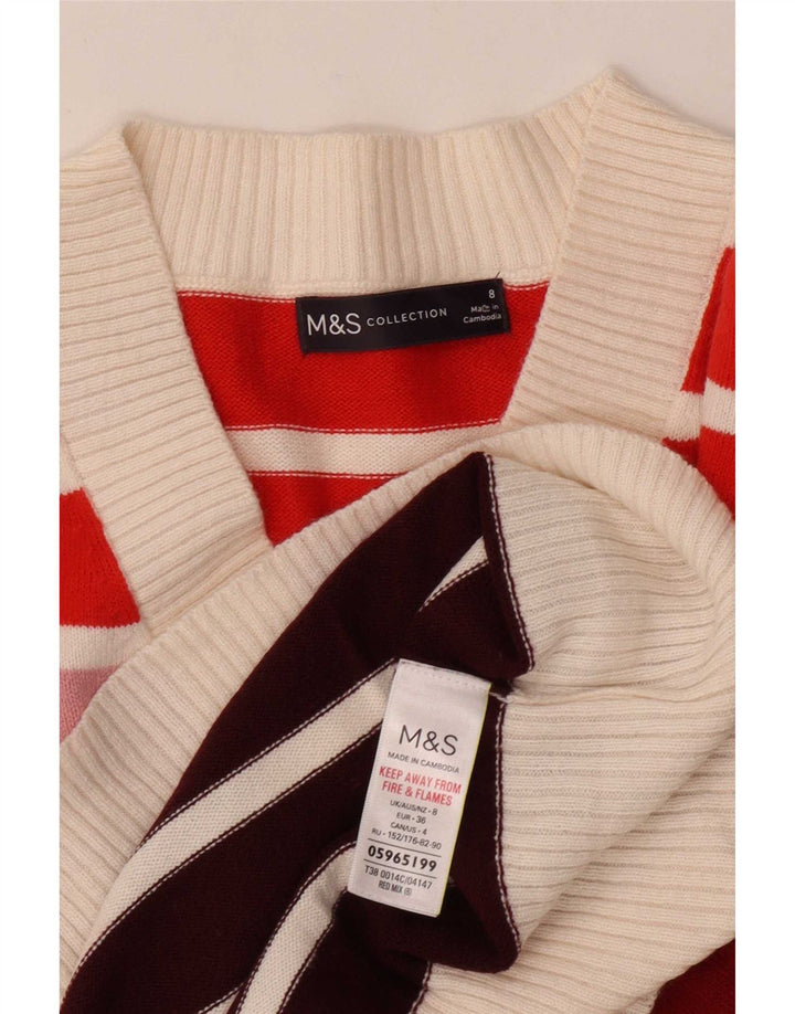 Suéter feminino Marks & Spencer com decote em V Reino Unido 8 pequeno multicolorido