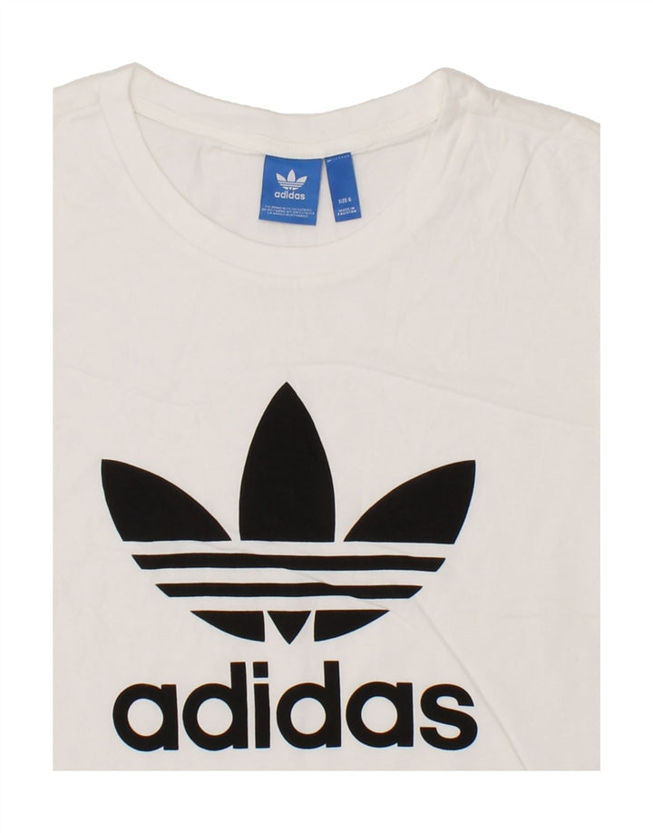 ADIDAS Womens Graphic Vest Top UK 6 XS White Cotton Vintage Adidas and Second-Hand Adidas from Messina Hembry 