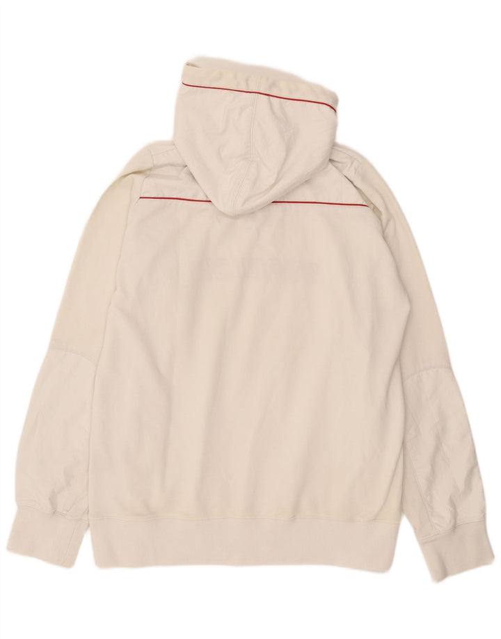 Suéter masculino Fila com capuz gráfico com zíper e gola média branco