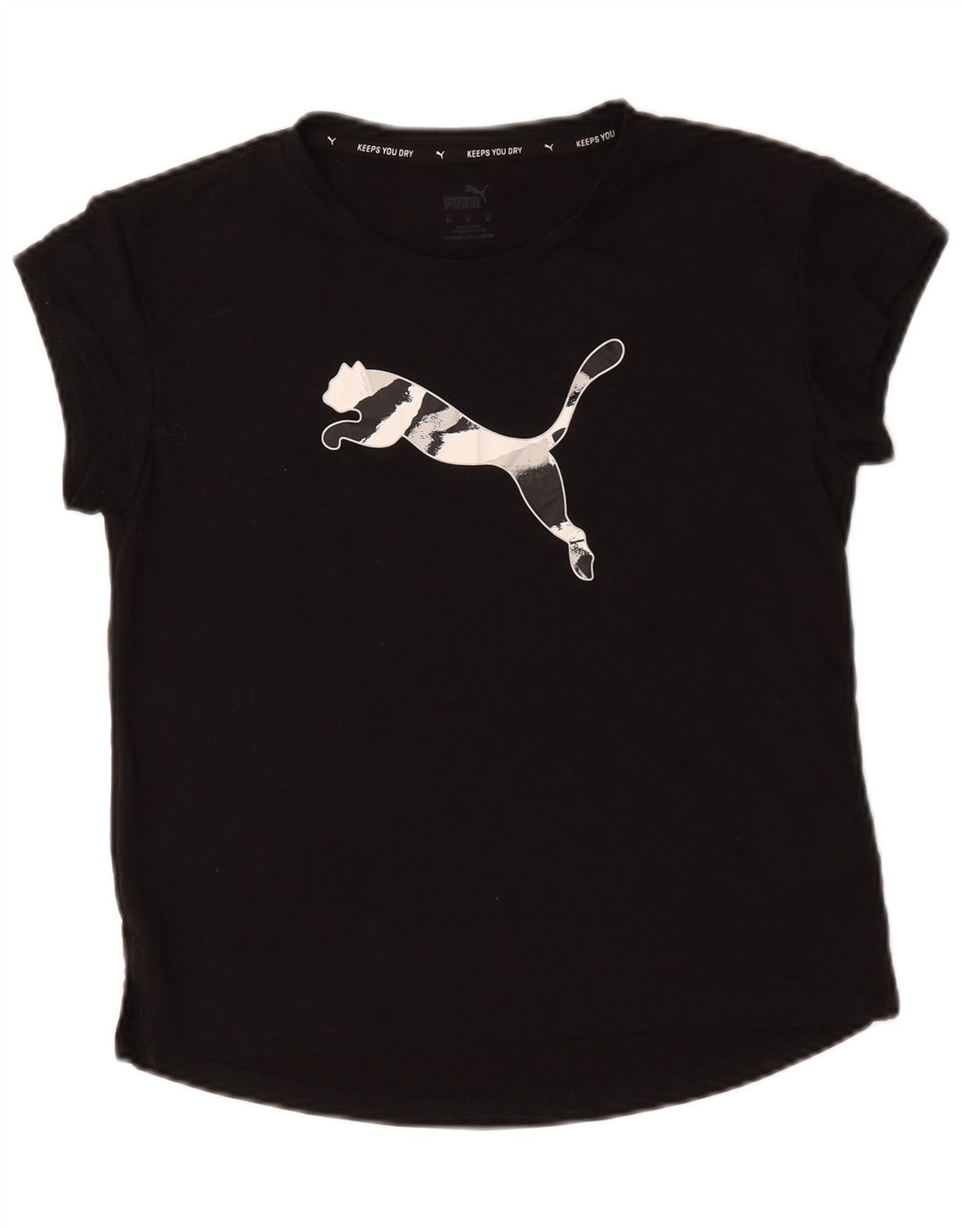 Puma Camiseta Feminina Oversized Graphic Top UK 6 XS Poliéster Preto
