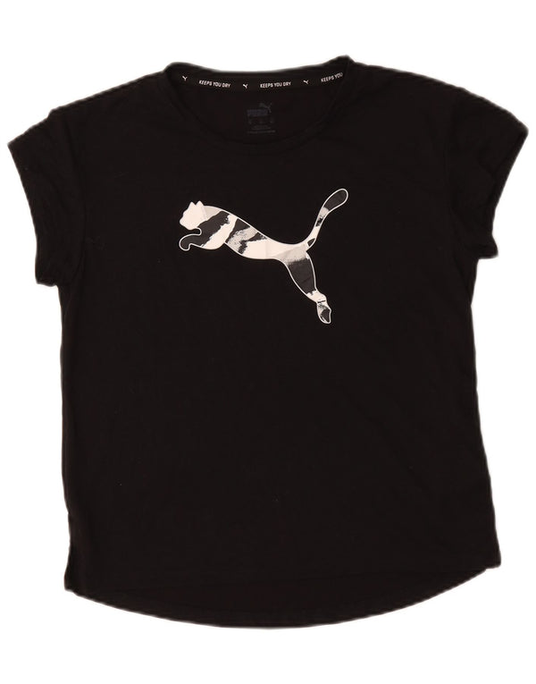 Puma Womens Oversized Graphic T-Shirt Top UK 6 XS Black Polyester