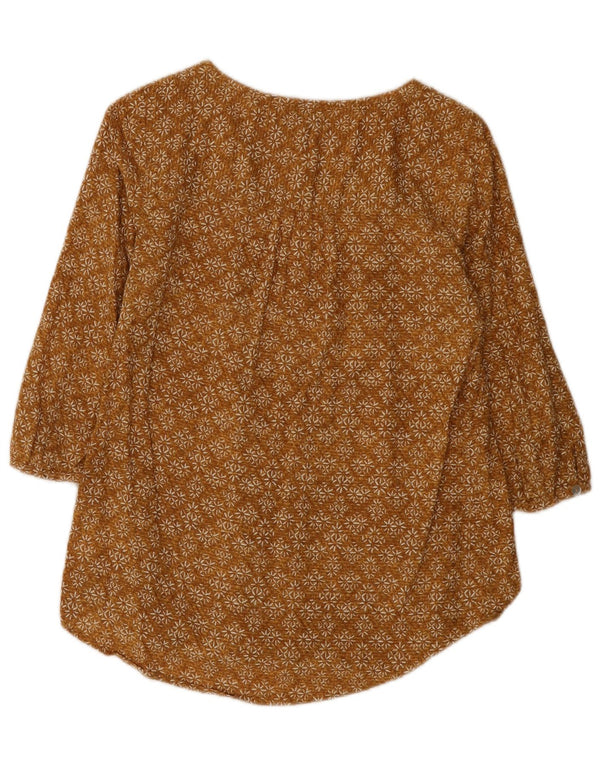 Pulôver feminino de manga 3/4 Fat Face Reino Unido 8 pequeno algodão floral marrom