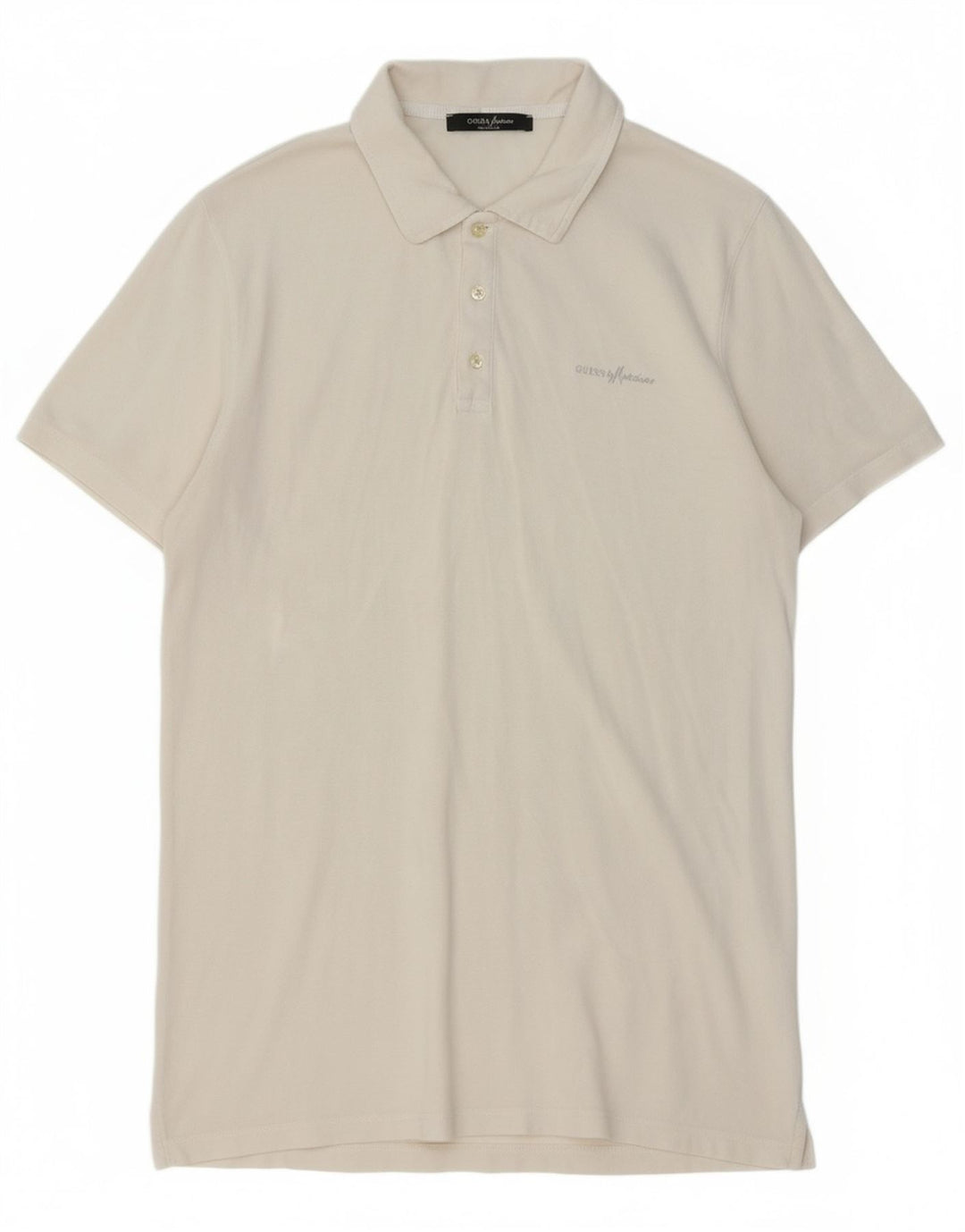 Camisa polo masculina GUESS grande de algodão branco
