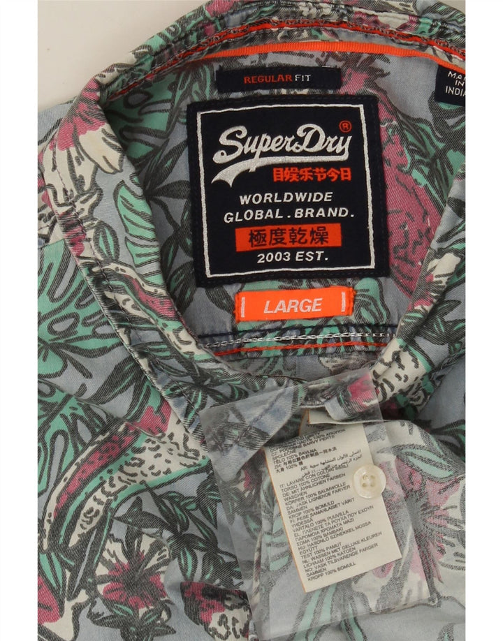 Camisa masculina SUPERDRY manga curta regular fit grande algodão floral azul