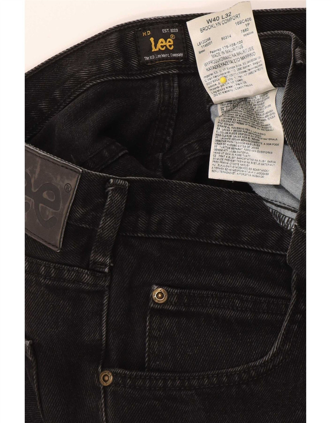 Lee Mens Brooklyn Straight Jeans W40 L32 Algodão Preto