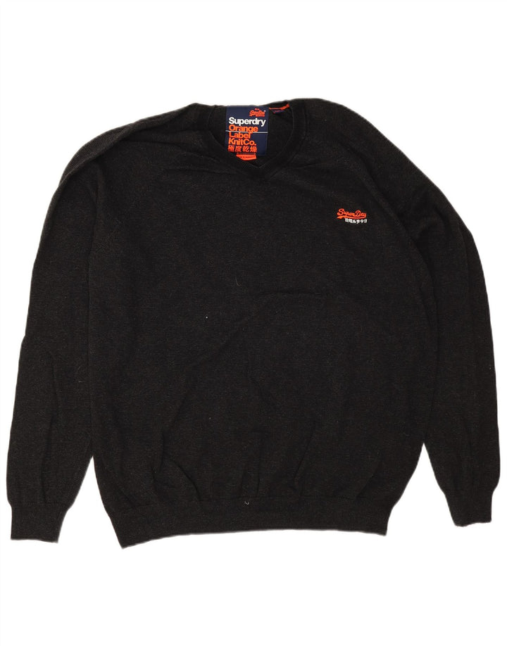 Suéter masculino Superdry com decote em V 2XL algodão cinza