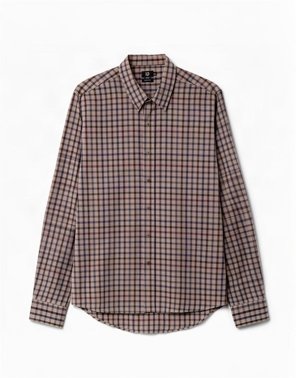 Camisa masculina slim fit da Dack 2XL algodão xadrez cinza