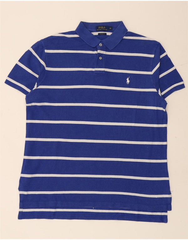 POLO RALPH LAUREN Camisa polo masculina de ajuste personalizado XL algodão listrado azul