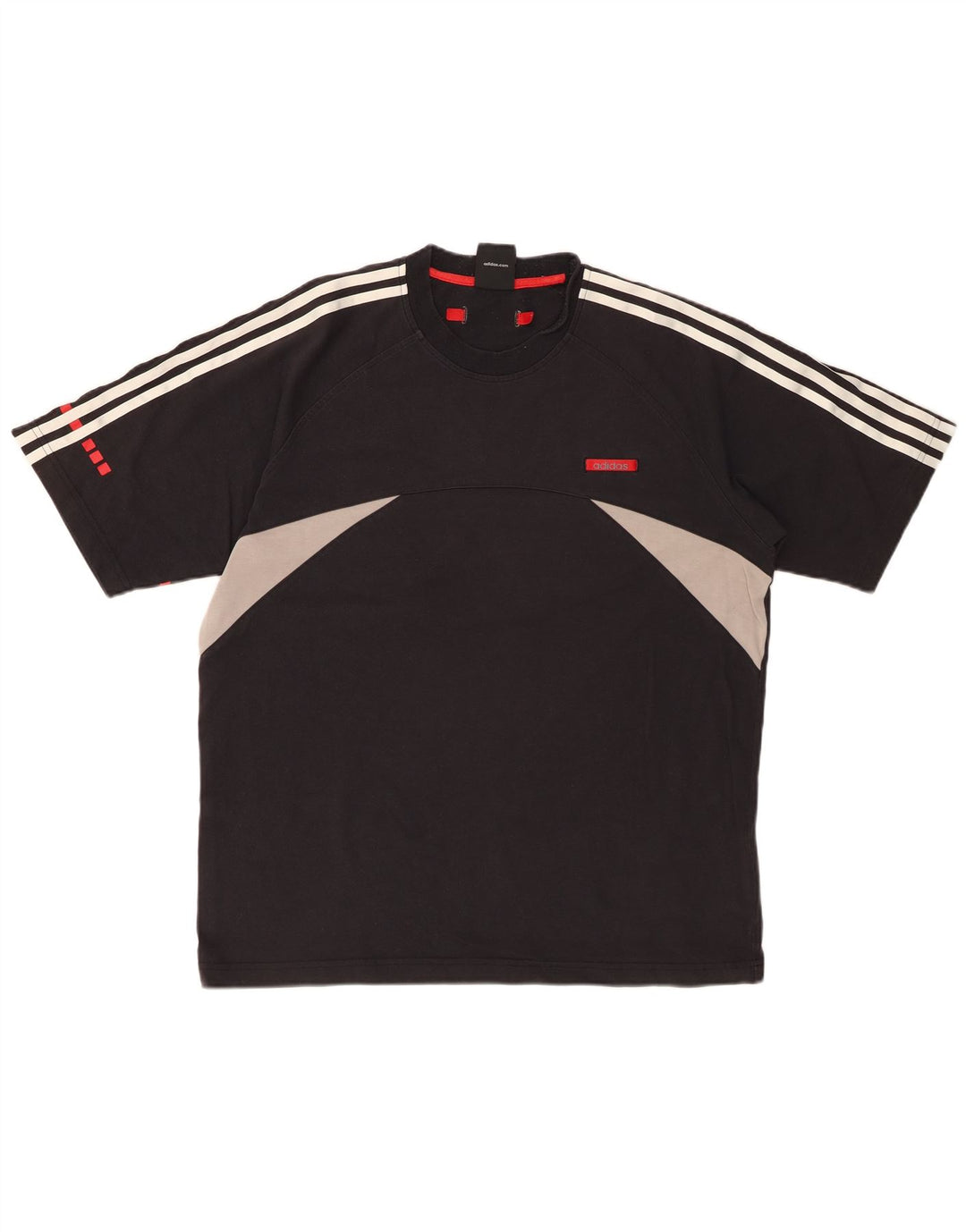 ADIDAS Mens Camiseta Top Grande Algodão Colorblock Preto