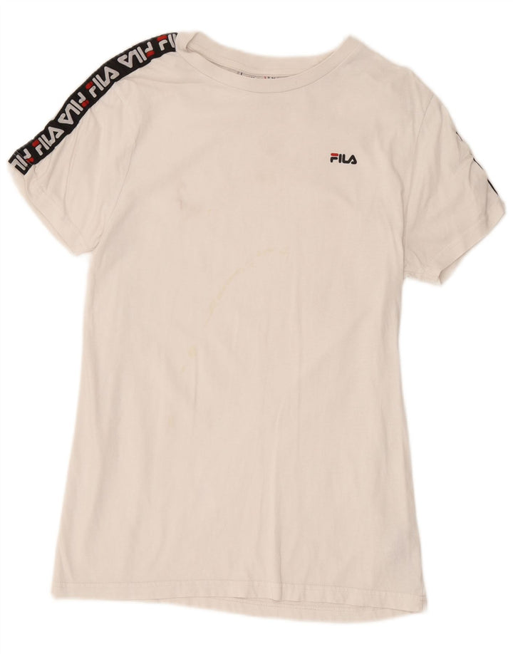 Fila Mens Graphic T-Shirt Top Médio Algodão Branco
