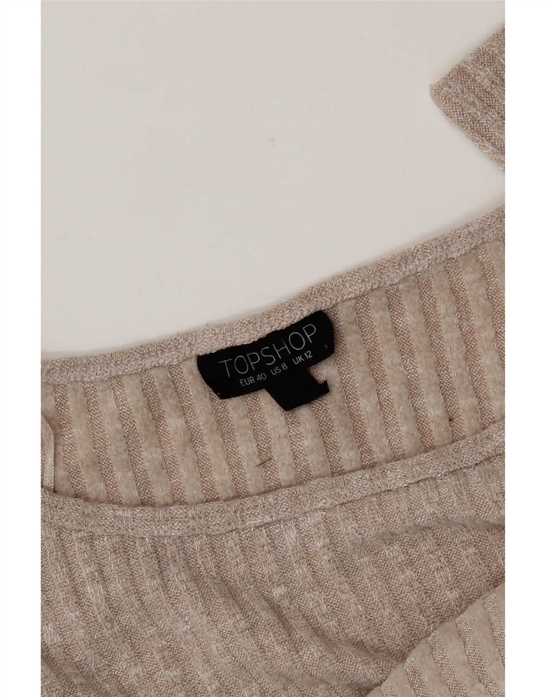 Topshop feminino cropped oversized manga comprida Reino Unido 12 bege médio salpicado