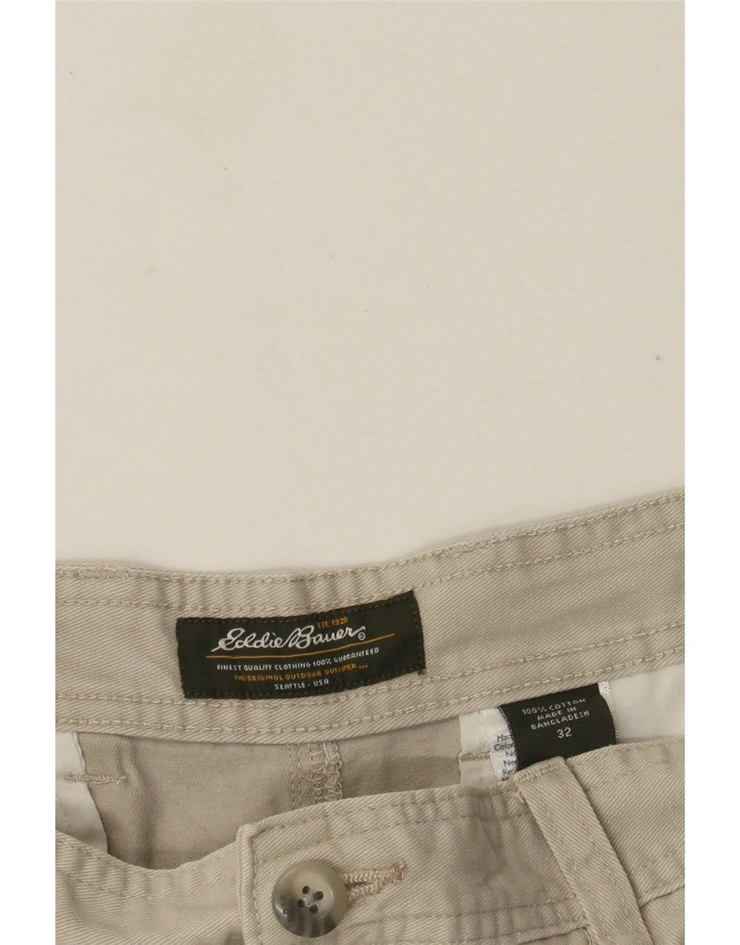 Eddie Bauer Mens Chino Shorts W32 Algodão Cinza Médio