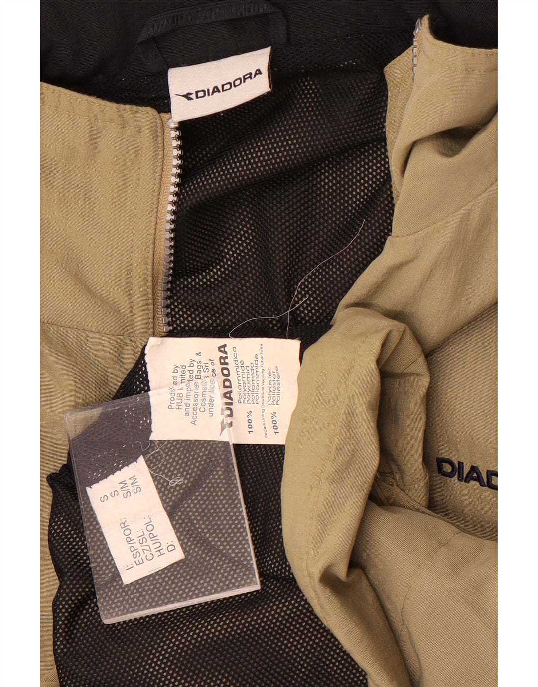 Jaqueta de chuva masculina Diadora Loose Fit UK 36 pequena poliamida cáqui