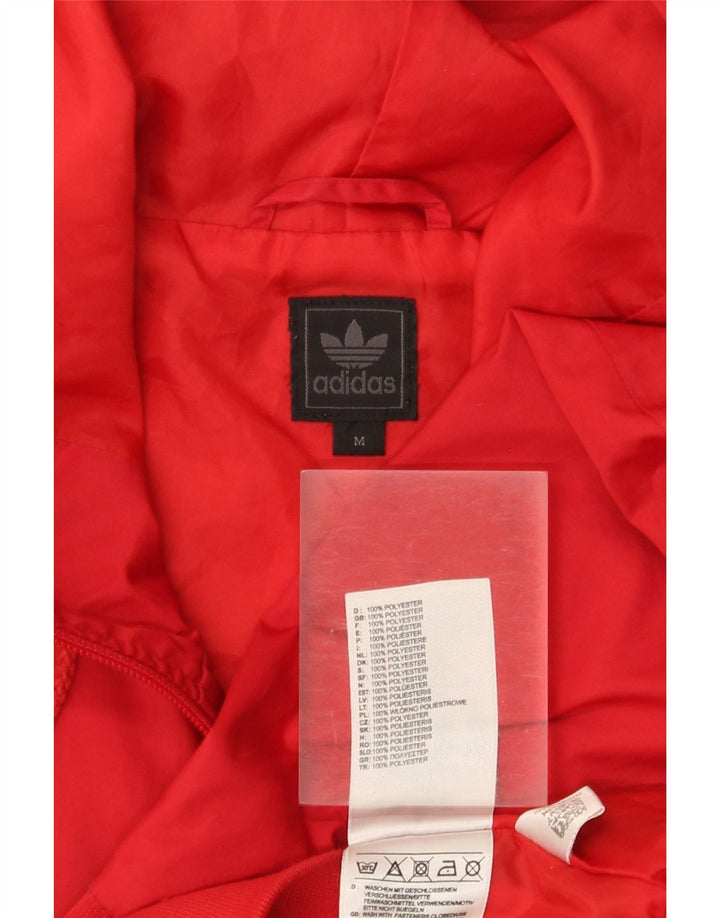Adidas masculino moletom com capuz jaqueta superior poliéster colorblock vermelho médio