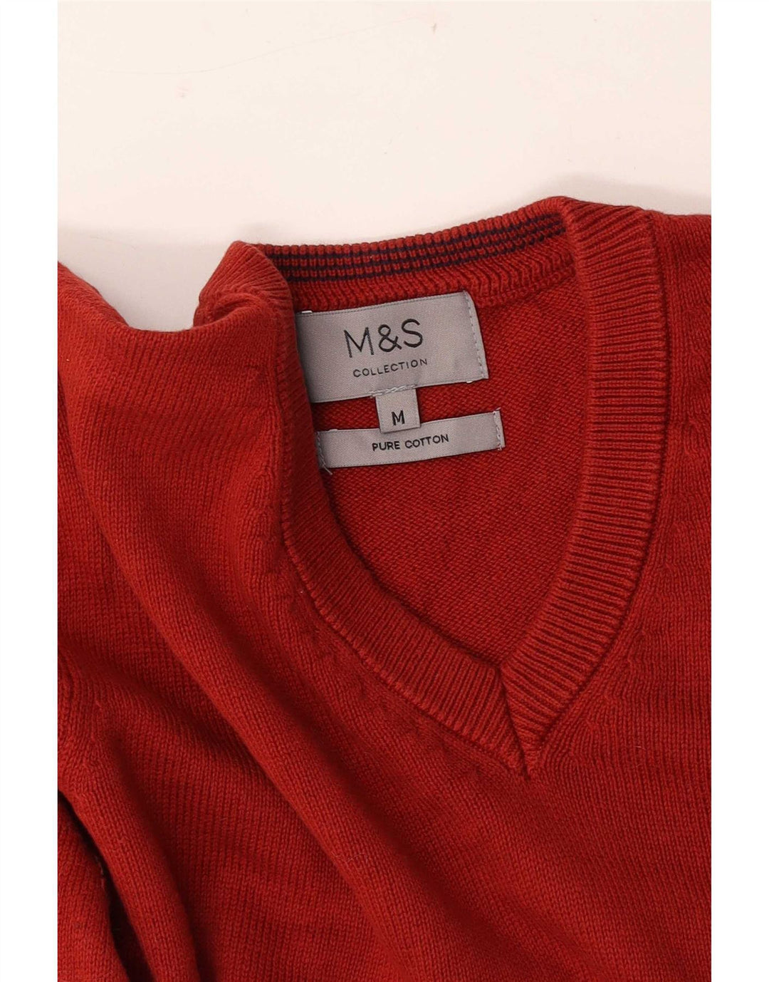 Suéter masculino Marks & Spencer com decote em V médio vermelho