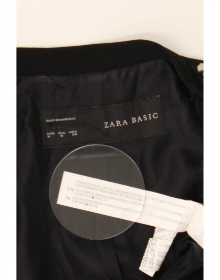 Jaqueta Zara Womens Open Blazer UK 12 Médio Preto Poliéster