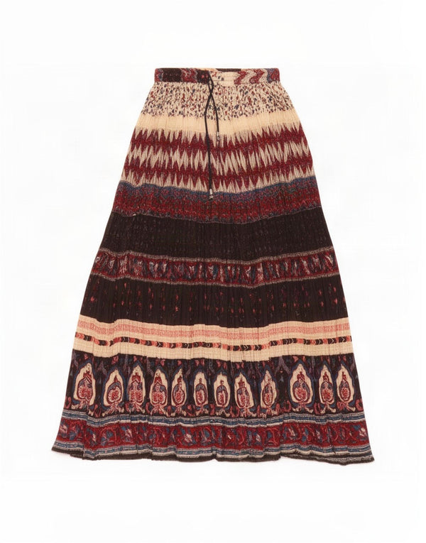 Saia cigana feminina vintage tamanho único W26 algodão floral multicolorido
