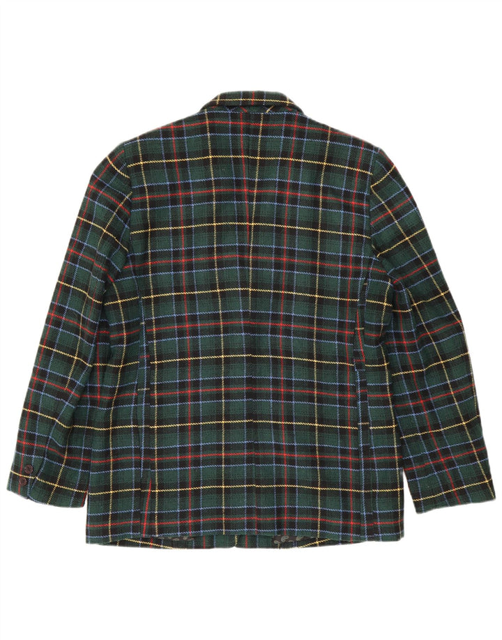 Jaqueta blazer feminina vintage com 3 botões IT 48 XL poliéster xadrez verde