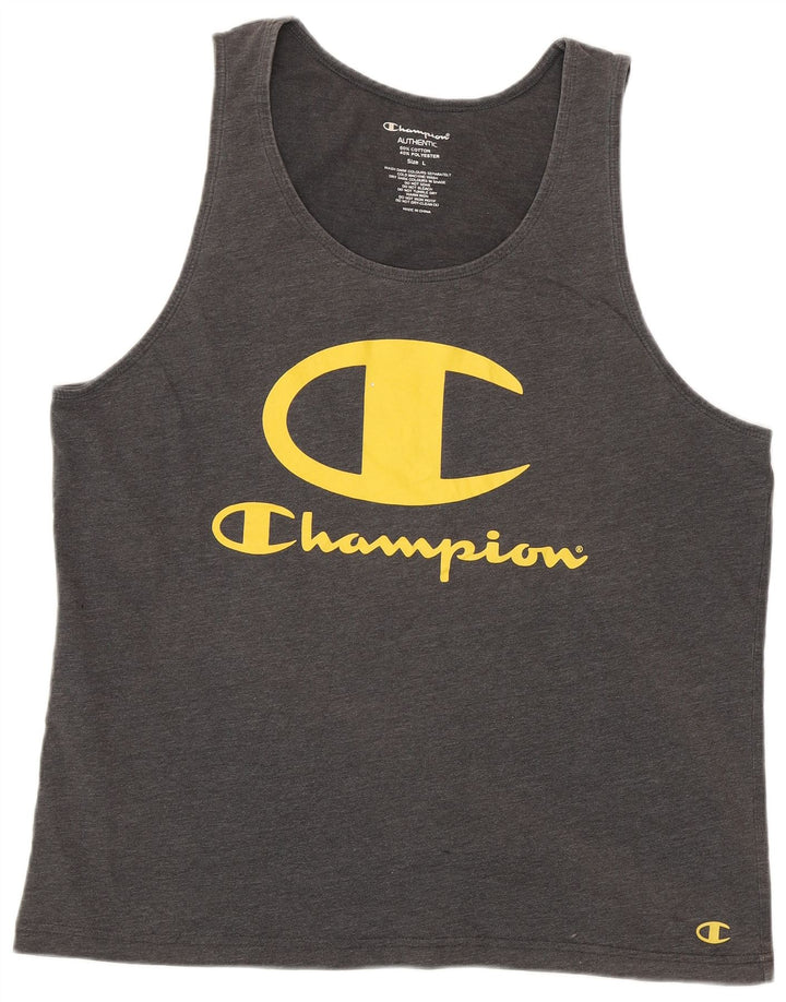 Champion masculino grande algodão cinza