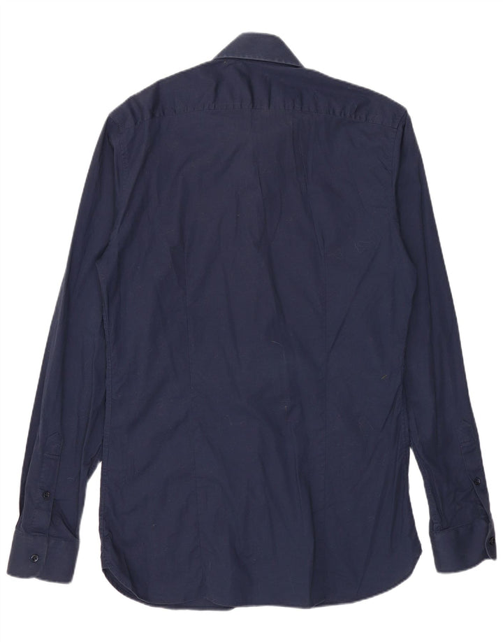 Camisa masculina Reiss Slim Fit médio algodão azul marinho