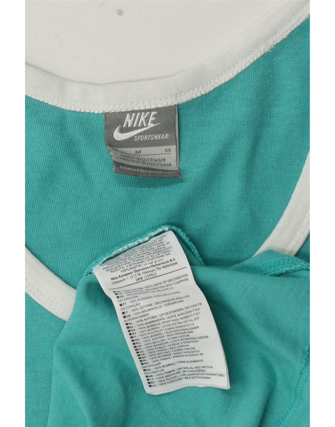 NIKE Masculino Graphic Vest Top Médio Algodão Turquesa