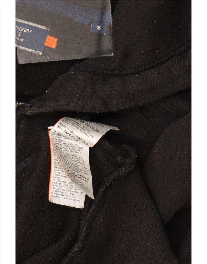 Suéter masculino Superdry com capuz e zíper pequeno algodão preto