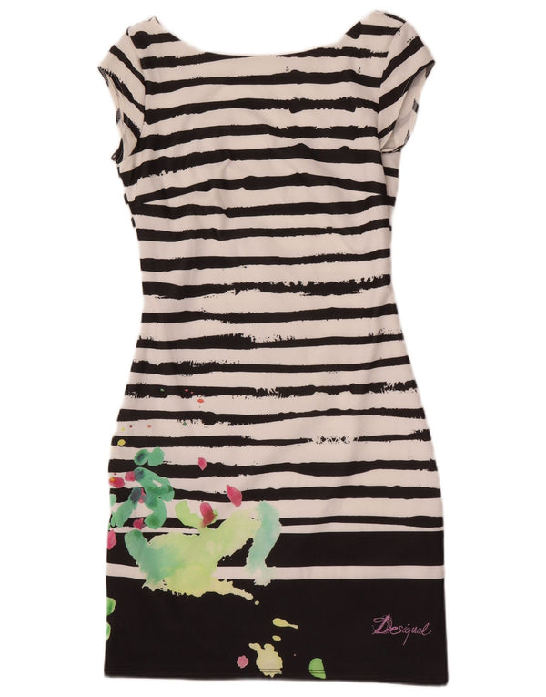 Vestido bainha feminino Desigual Reino Unido 8 pequeno listrado preto