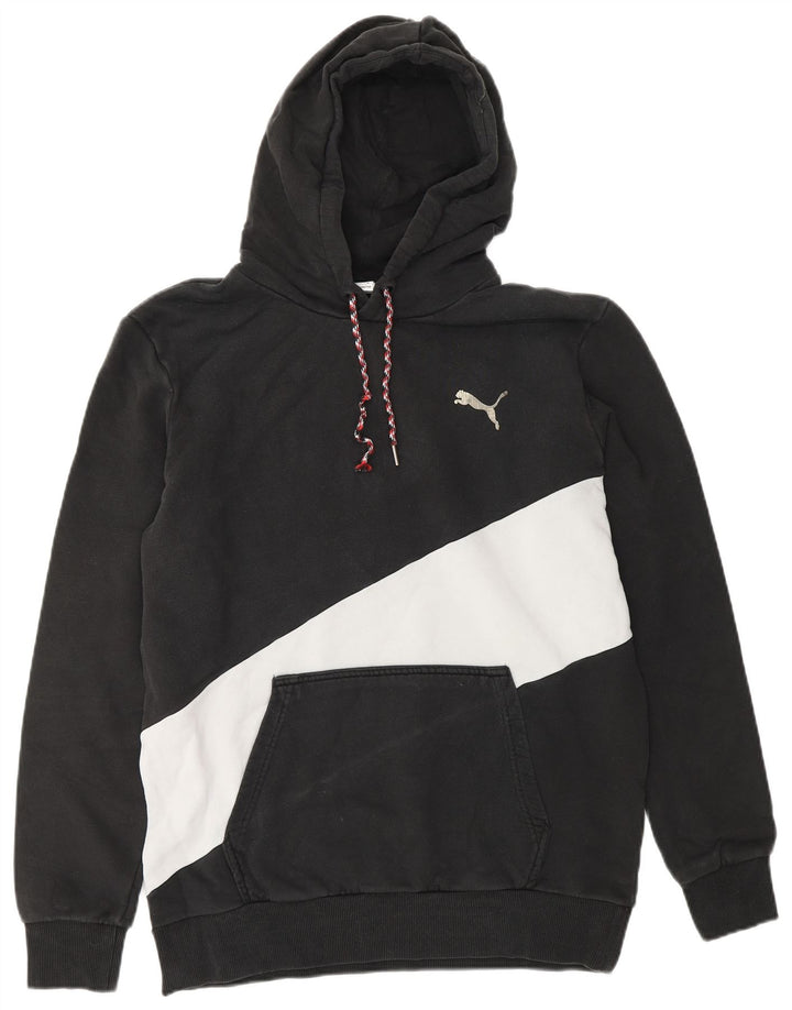 PUMA Mens Hoodie Jumper Médio Preto Colorblock Algodão